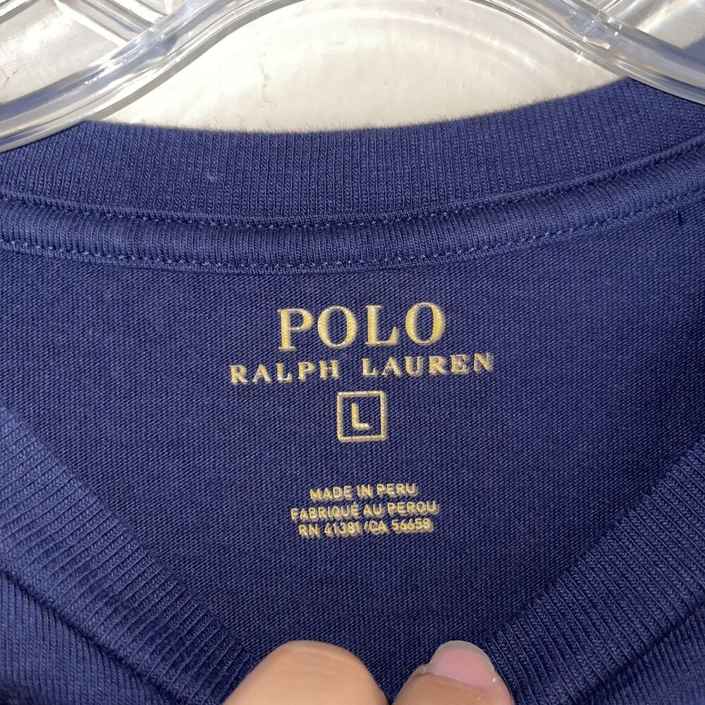Ralph Lauren Short Sleeve Tshirt Size L Navy Hot Pink Embroidered Logo Crew Neck - Picture 7 of 7